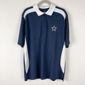 Dallas Cowboys Authentic Apparel Polo Shirt Mens XL Blue White Star NFL Football